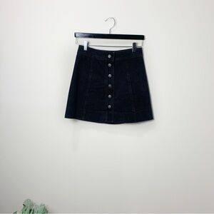 [Madewell] Black Denim Button Down Mini Skirt